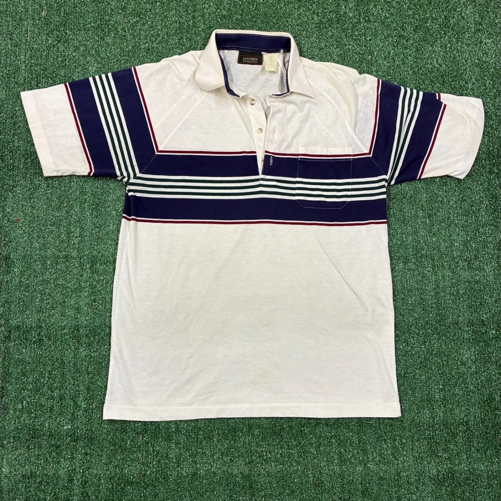 Vintage 90s Jantzen Striped Polo Shirt